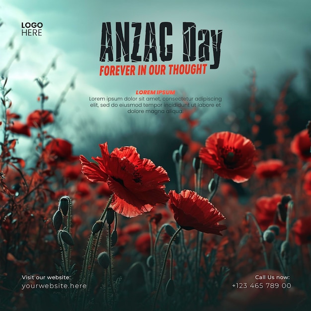 PSD anzac day april 25th social media banner post template design