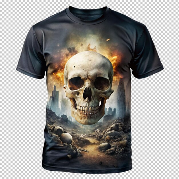 apocalyptic Halloween skull t shirt design on transparent background