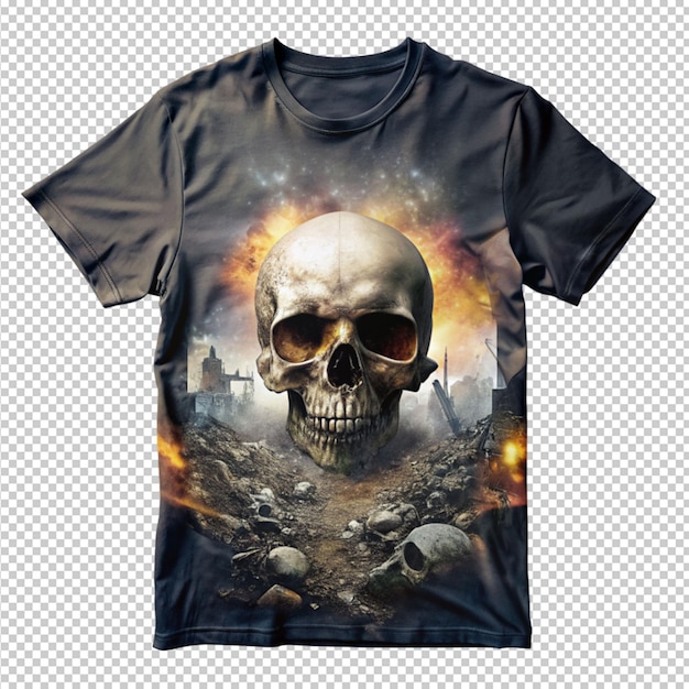 apocalyptic Halloween skull t shirt design on transparent background