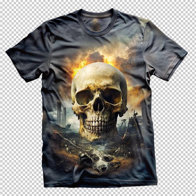 apocalyptic Halloween skull t shirt design on transparent background