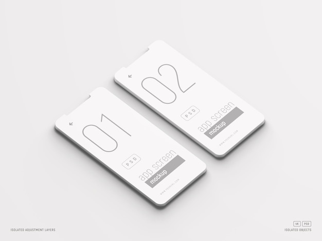 App interface mockup on clay screen perspective view