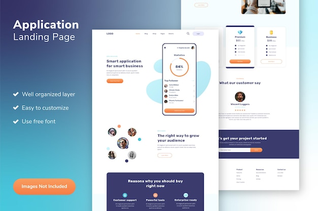 app landing page website template