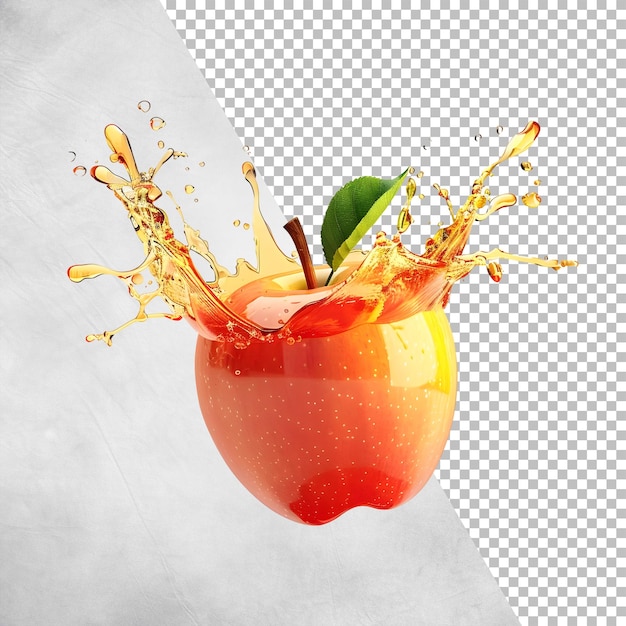 appIe with juice splash isolated on transparent background