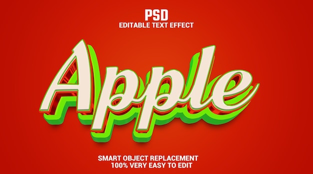 Apple 3d editable text effect with background Premium Psd