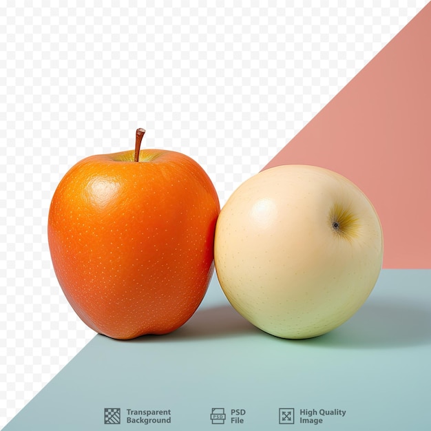 an apple and an apple are shown with a red background.