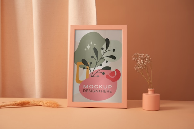 Apricot color frame mockup design