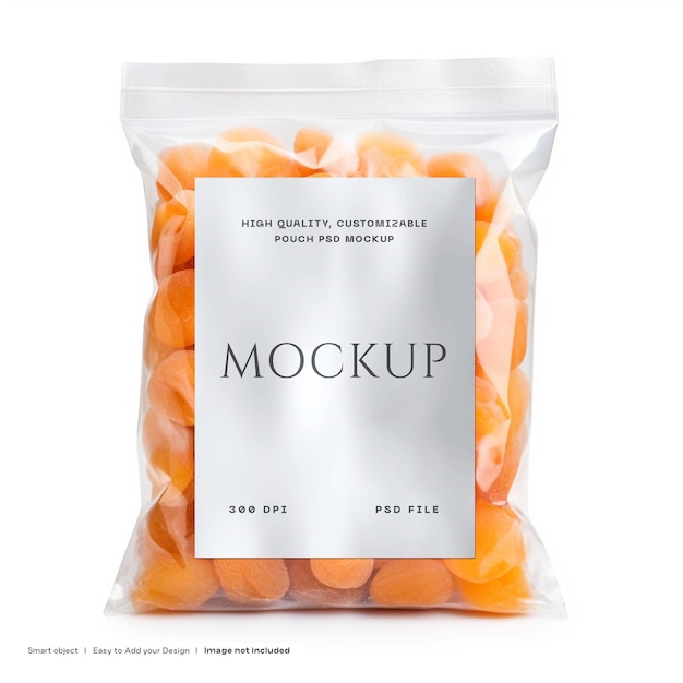 PSD apricots pouch mockup