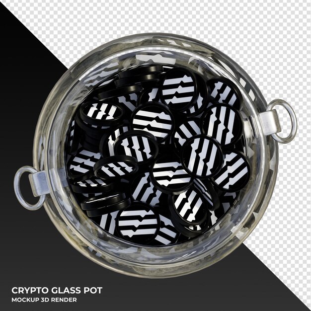 Aptos APT crypto coin Top View Clear Glass Pot