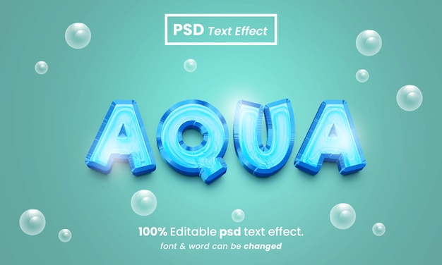 Aqua 3d editable premium psd text effect