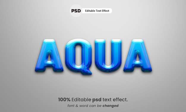 Aqua 3d editable text effect