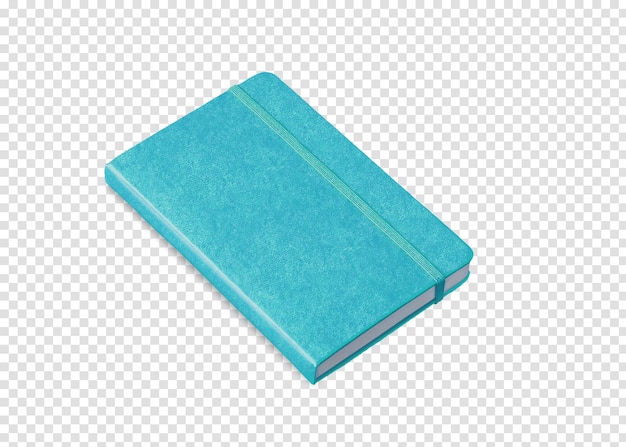 Aqua blue closed notebook isolated on white