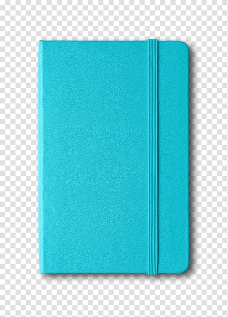 Aqua blue closed notebook isolated on white