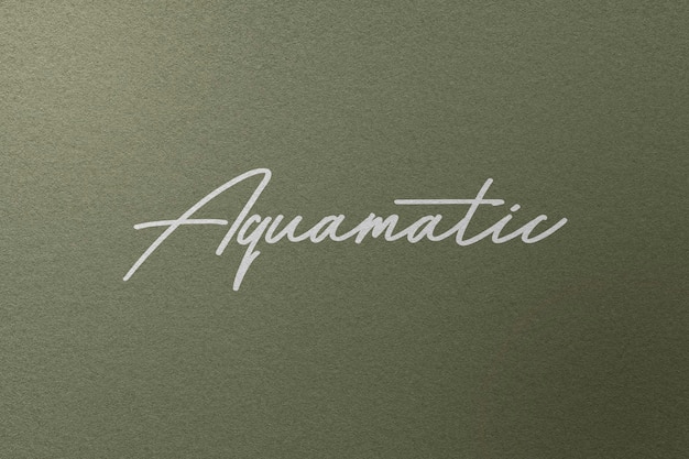 PSD aquamatic logo mockup template design with olive green background color psd