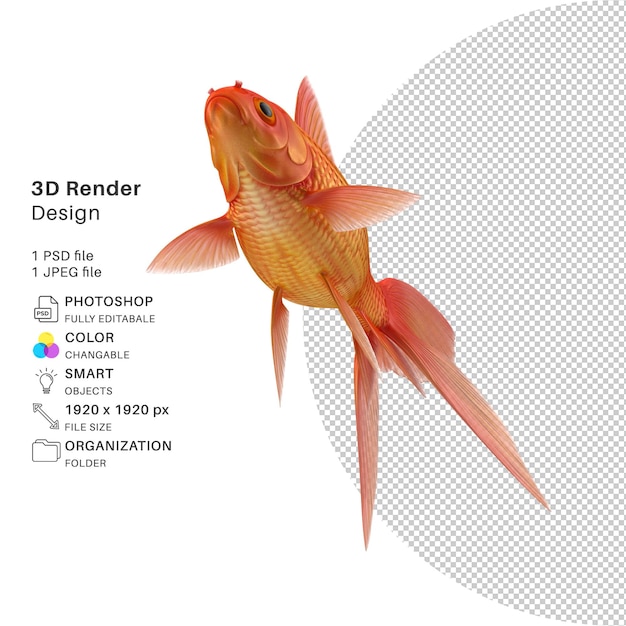 Aquarium Tank Gold Fish 3D Rendered Model