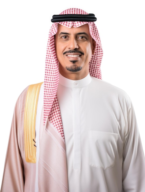 PSD arab man in a suit with a yellow green style design gown