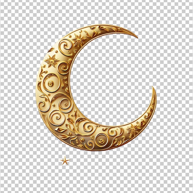 Arabesque moon isolated on white background Arabic gold vintage moon shape 3d illustration Gold ornament