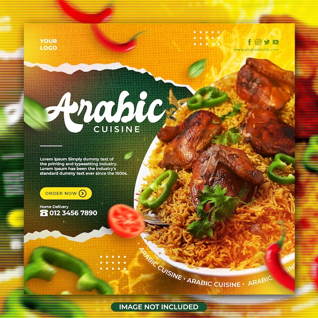 Arabic cuisine food social media post or flyer template