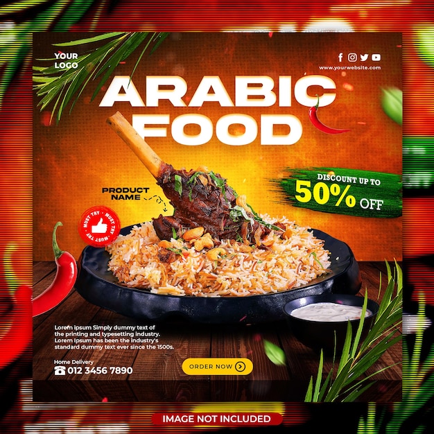 Arabic food social media post or flyer template