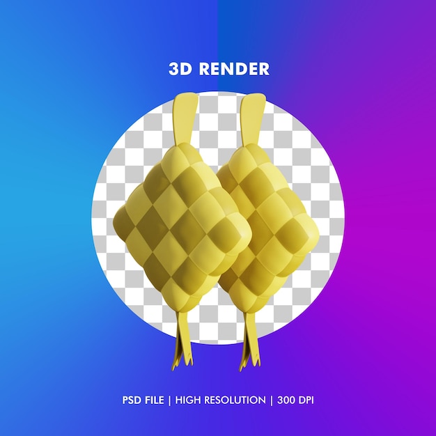 Arabic ketupat 3d render illustration