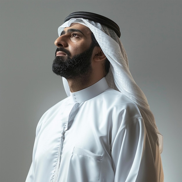 PSD arabic man with a beard and a white shirt