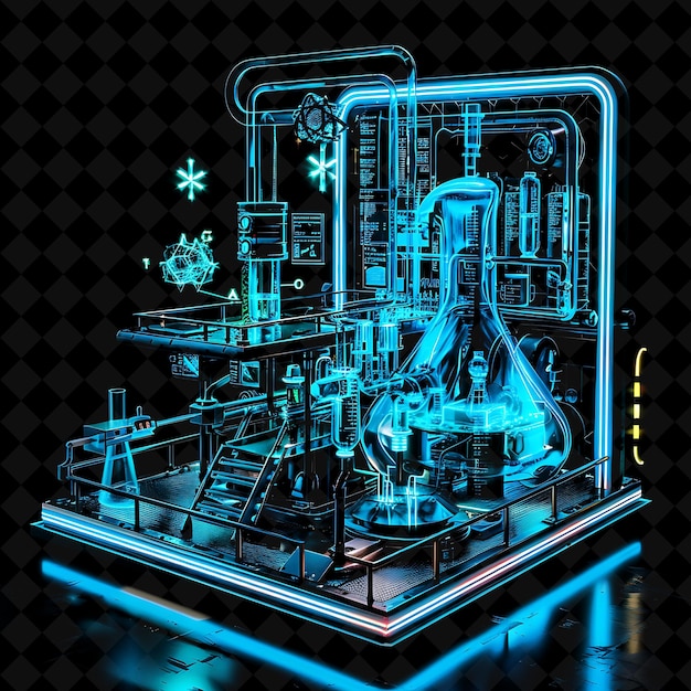 Arcane Laboratory Entrance With Scientific Instruments and F PNG Y2K Shape Neon Color Collection