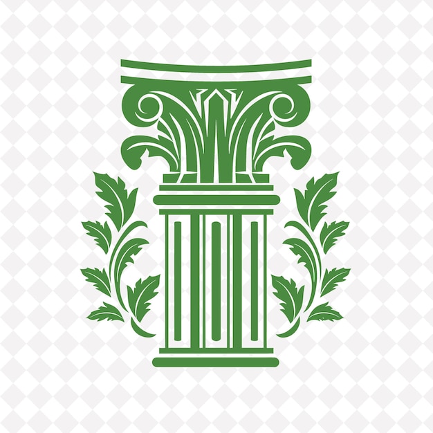 PSD architectural ivy column logo with decorative capital and su creative plant vector designs