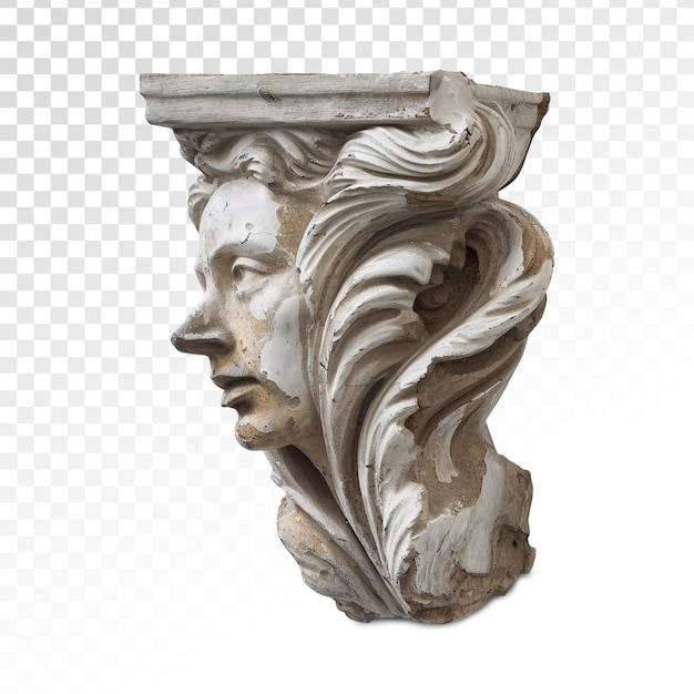 Architectural stone ornament on transparent background PNG