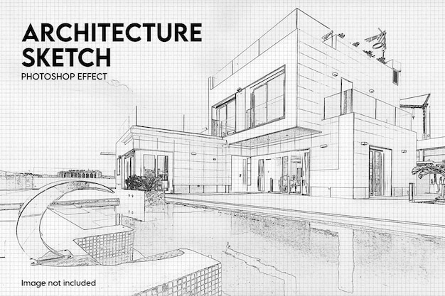 Architecture sketch art photo effect template