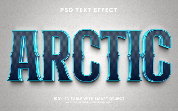 Arctic blue color 3d text effect mockup