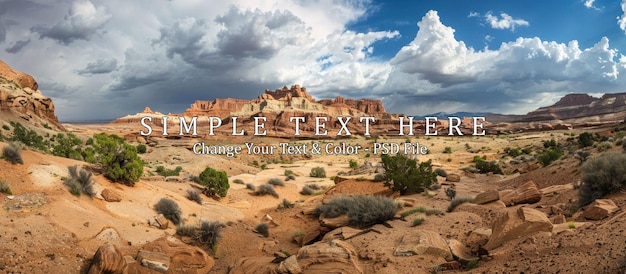 PSD arid landscape under a cloudy sky