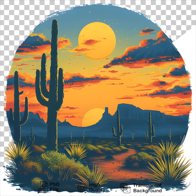 arizona Desert Rocks and Cactus Sunset TShirt Design