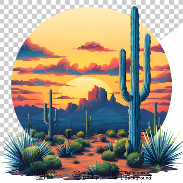 arizona Desert Rocks and Cactus Sunset TShirt Design