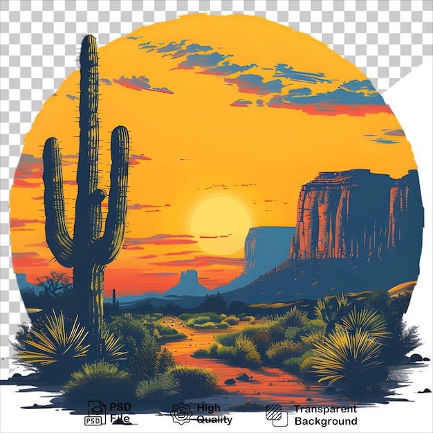 Arizona Desert Rocks and Cactus Sunset TShirt Design