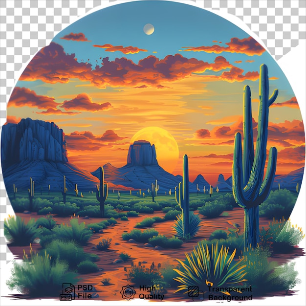 Arizona Desert Rocks and Cactus Sunset TShirt Design