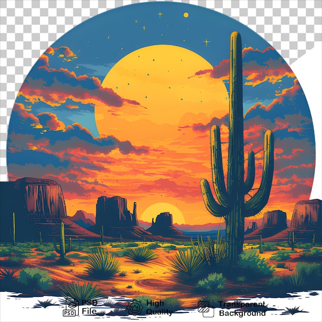 Arizona Desert Rocks and Cactus Sunset TShirt Design