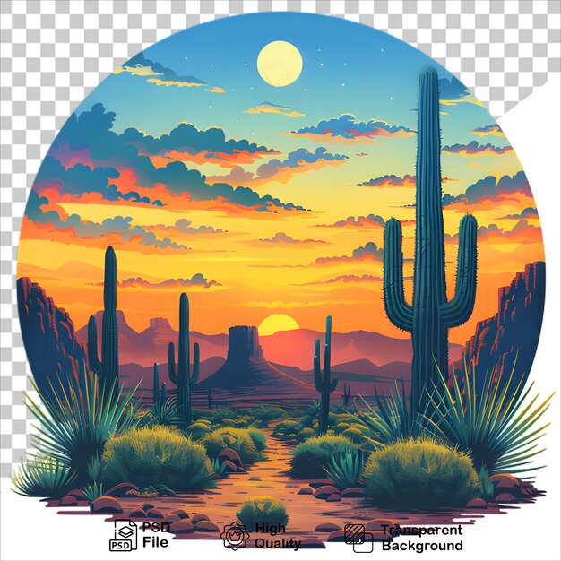 Arizona Desert Rocks and Cactus Sunset TShirt Design