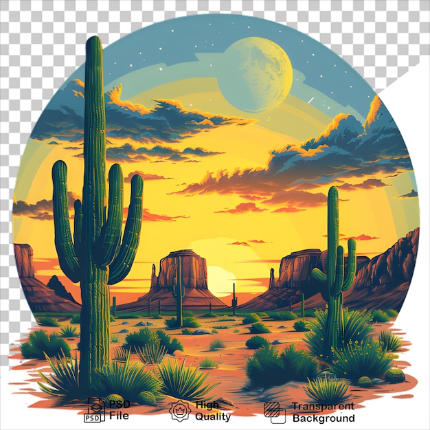 Arizona Desert Rocks and Cactus Sunset TShirt Design