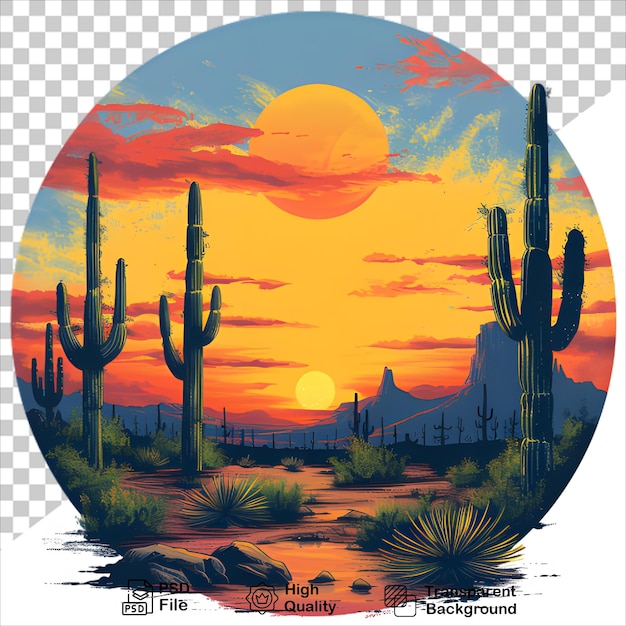 Arizona Desert Rocks and Cactus Sunset TShirt Design