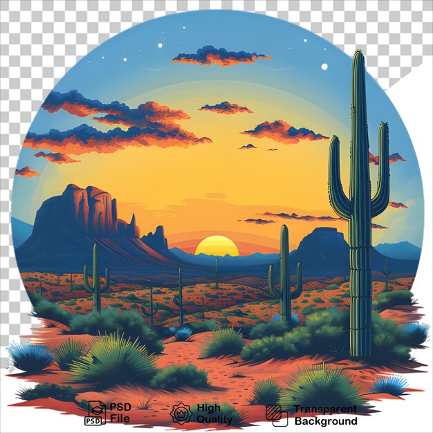 Arizona Desert Rocks and Cactus Sunset TShirt Design