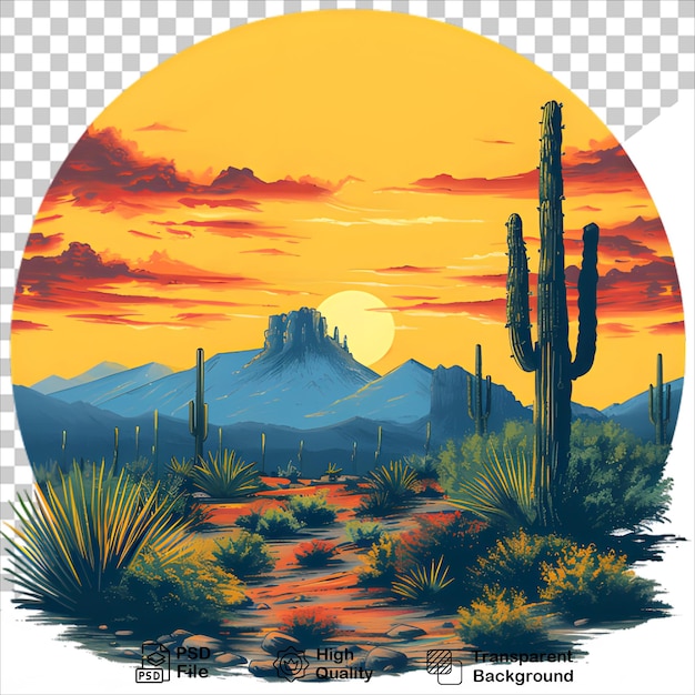 Arizona Desert Sunset with Cactuses TShirt Design