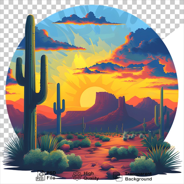 Arizona Desert Sunset with Cactuses TShirt Design