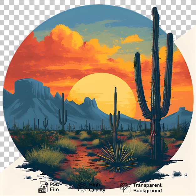 Arizona Desert Sunset with Cactuses TShirt Design