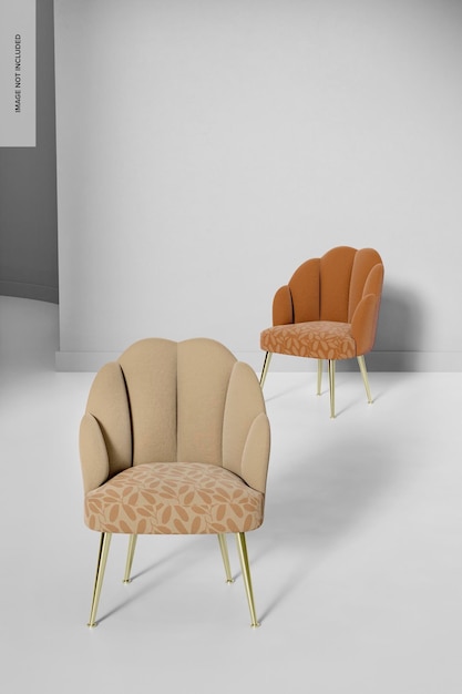 Armchairs with Metallic Legs Mockup, Front View