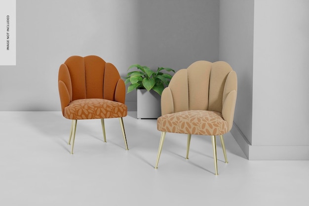 Armchairs with Metallic Legs Mockup