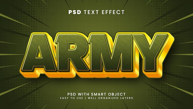 Army 3d editable text effect with soldier and superhero text style