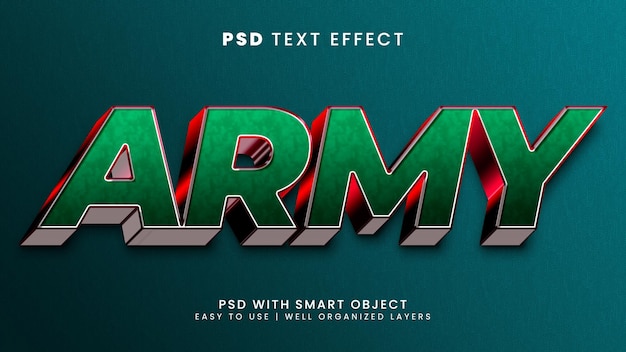 Army green power 3d editable text effect template style