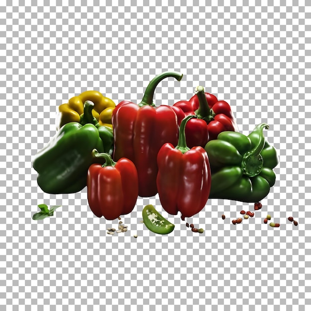 PSD arrange the colorful peppers and tomatoes on