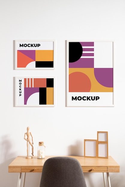 Arrangement of decorative mock-up frames