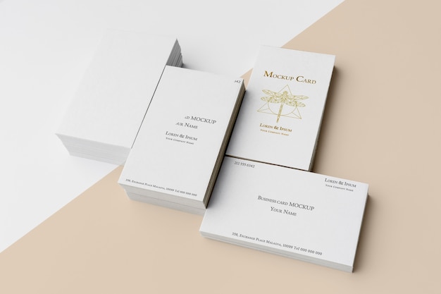 Arrangement of mock-up business card