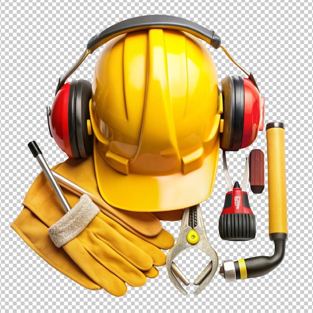 PSD arrangement of a safety tool on transparent background